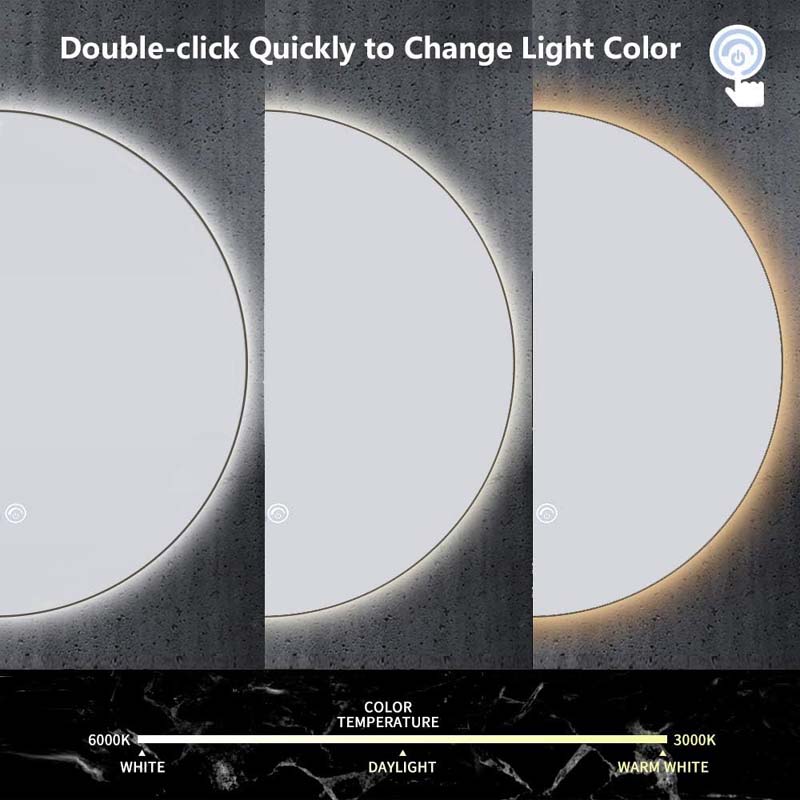AL-LIGHTING Bathroom Round Mirrors 60cm Illuminated LED Backlit Frameless Circle Touch control