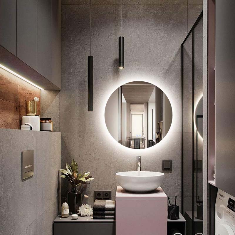 AL-LIGHTING Bathroom Round Mirrors 60cm Illuminated LED Backlit Frameless Circle Touch control
