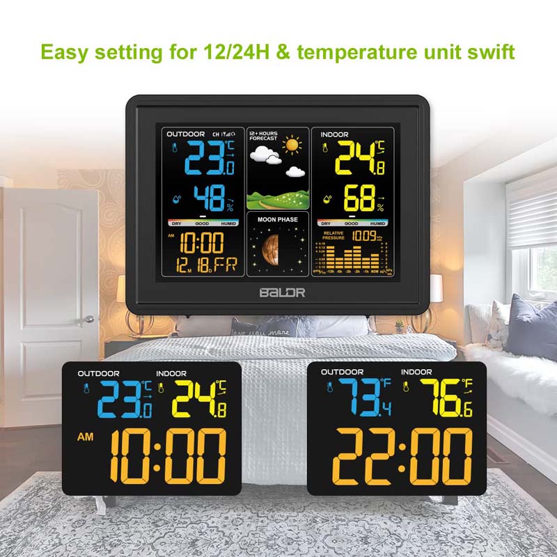 BALDR Wireless Digital Color Weather Station with Barometric History with Wireless Remote Sensor