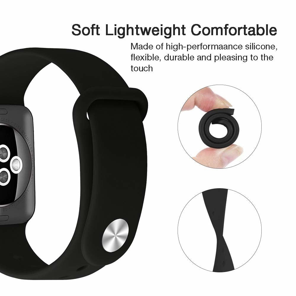 Bright Sports Silicone Watch Strap for Apple Watch - (3 Pack)
