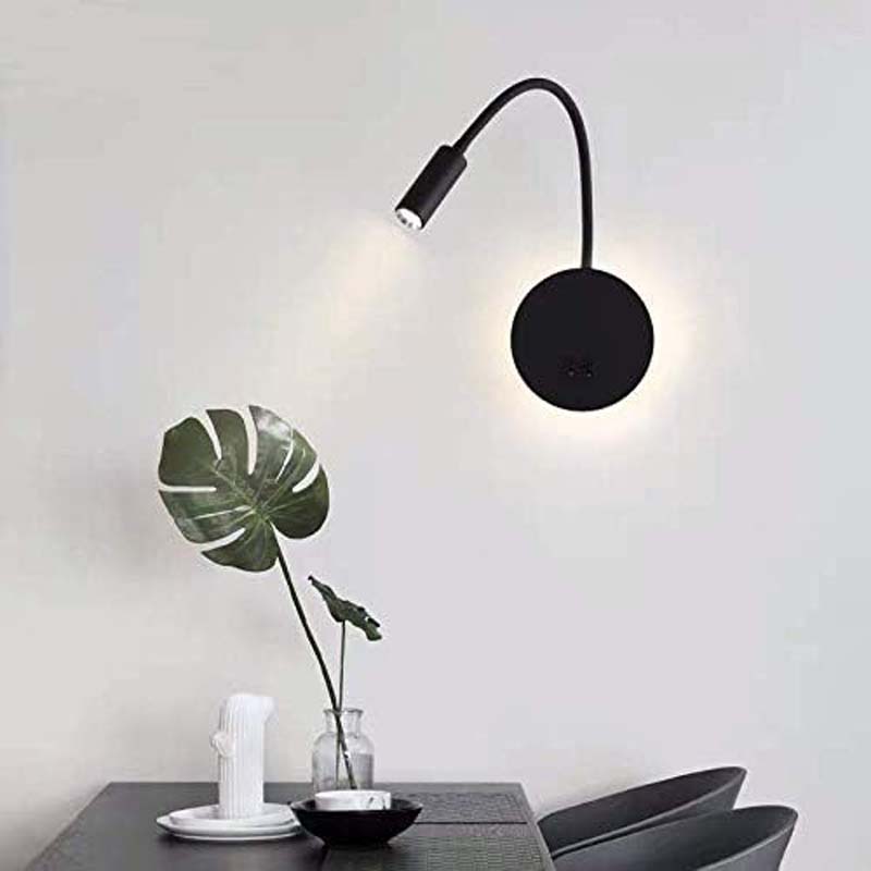 Budbuddy 11W LED Reading Lights with Switch Modern Bedside Lamps Black