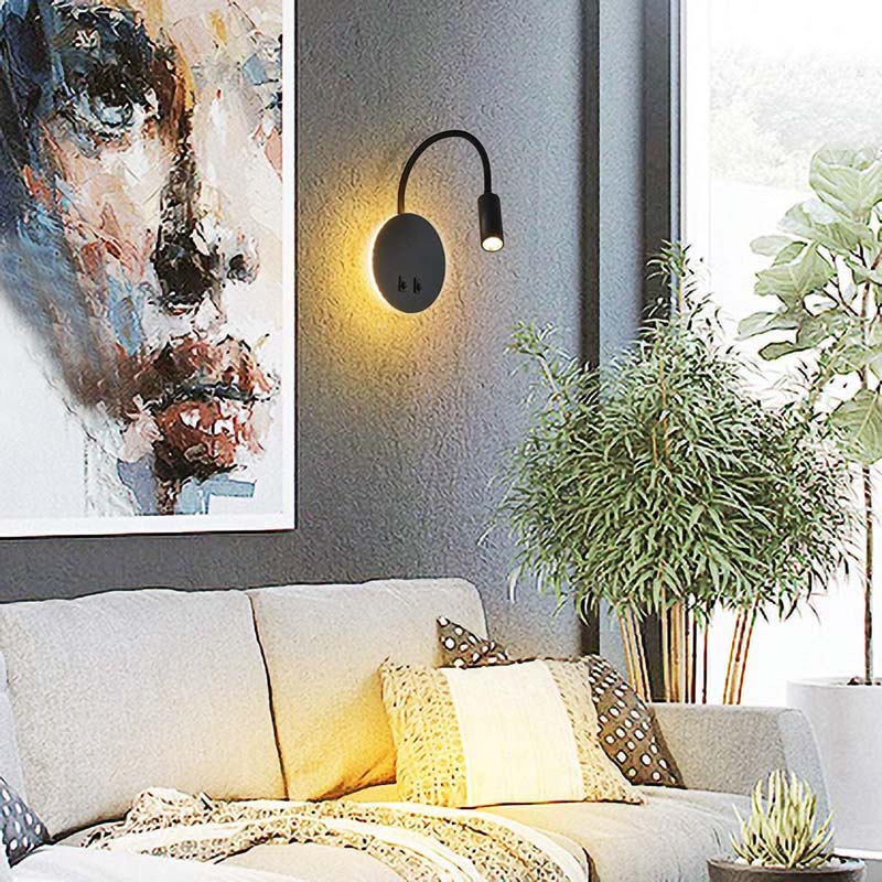 Budbuddy 11W LED Reading Lights with Switch Modern Bedside Lamps Black