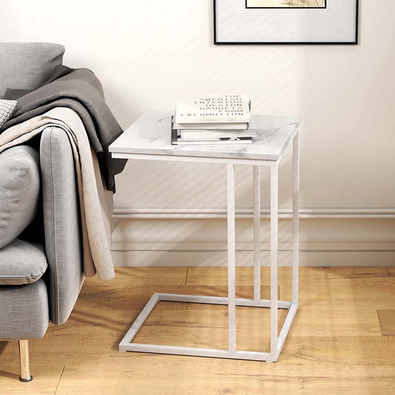 HOME BI Sofa Side Table C-Shaped End Table,for Coffee Snack Laptop Holder