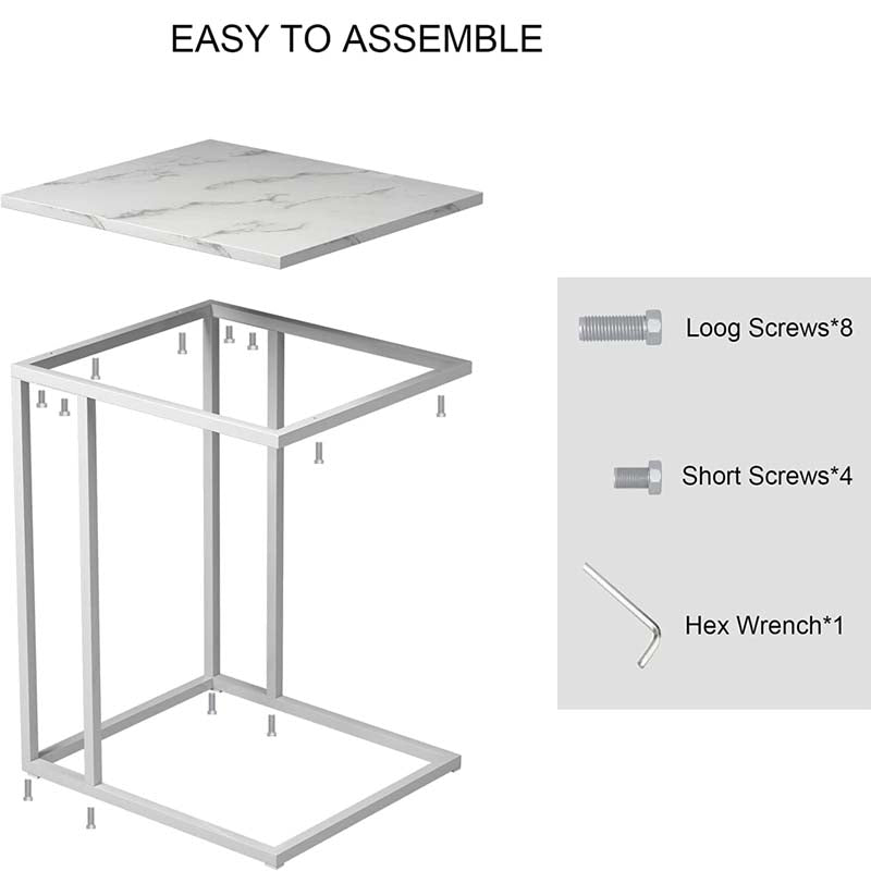 HOME BI Sofa Side Table C-Shaped End Table,for Coffee Snack Laptop Holder
