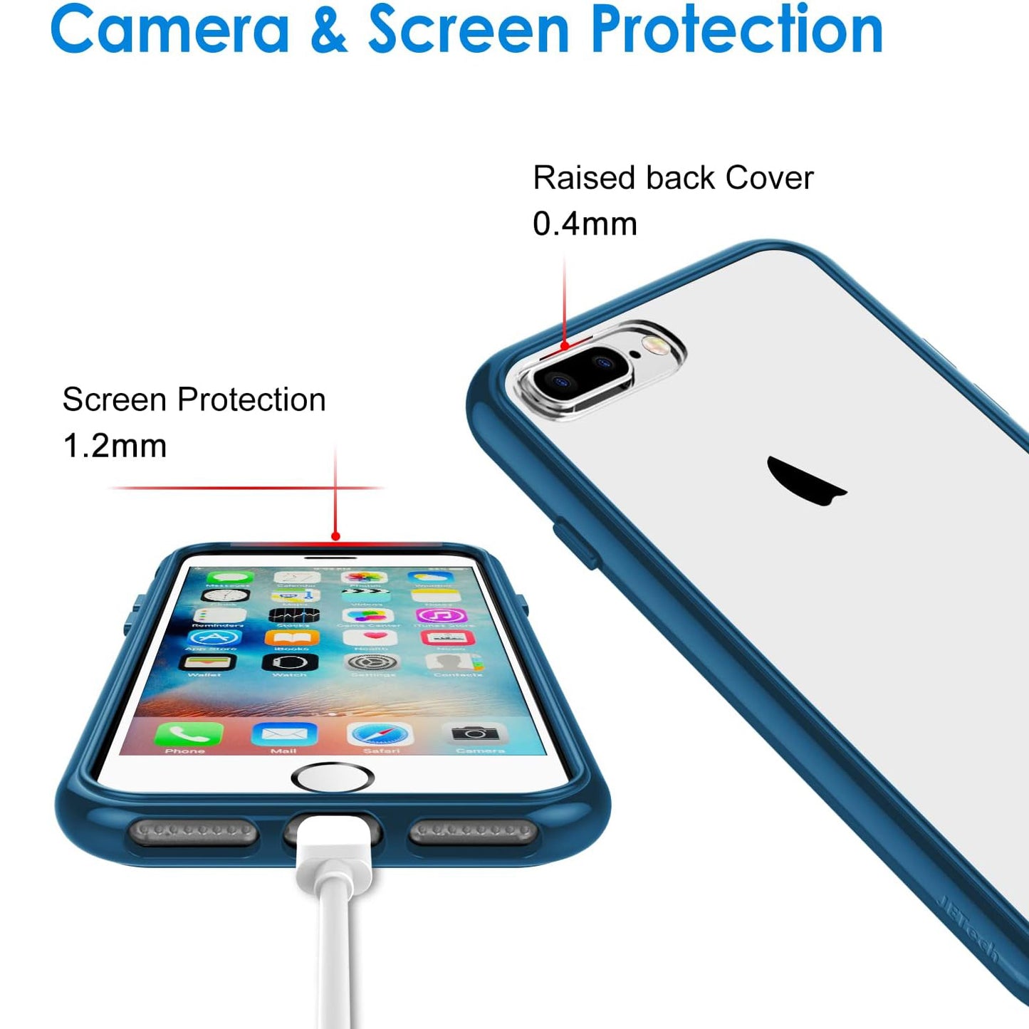 JETech Case for iPhone 8 Plus/ iPhone 7 Plus 5.5-Inch, Anti-Scratch, Shock-Absorption Bumper Cover, Clear Navy