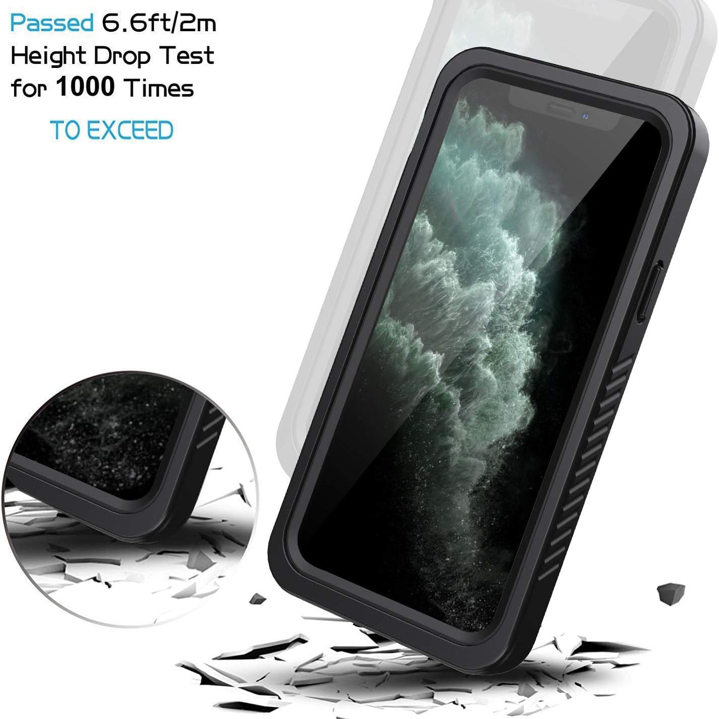 Lanhiem iPhone 11 Pro Max Waterproof Dustproof Shockproof Case with Built-in Screen Protector