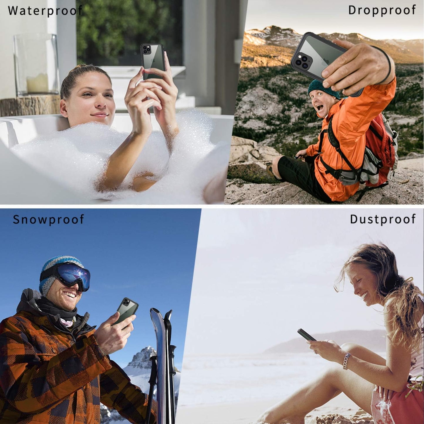 Lanhiem iPhone 11 Pro Max Waterproof Dustproof Shockproof Case with Built-in Screen Protector