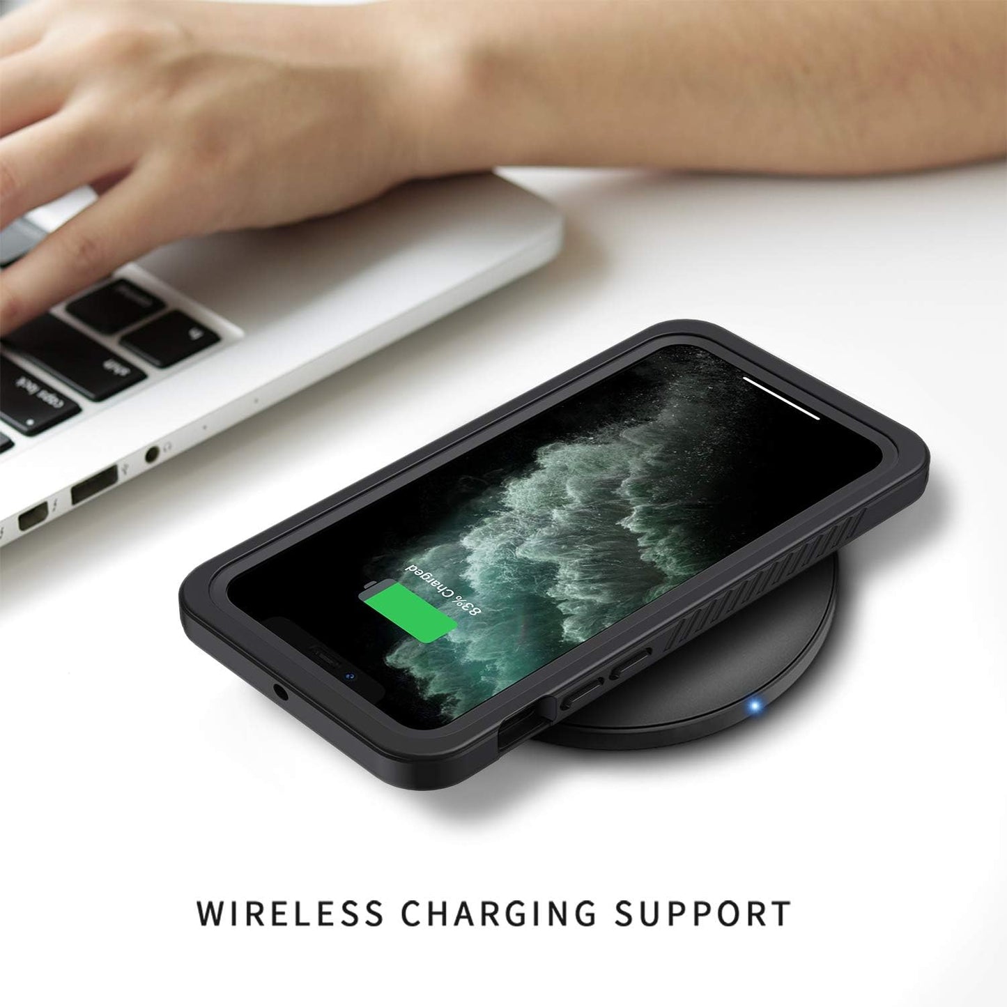Lanhiem iPhone 11 Pro Max Waterproof Dustproof Shockproof Case with Built-in Screen Protector
