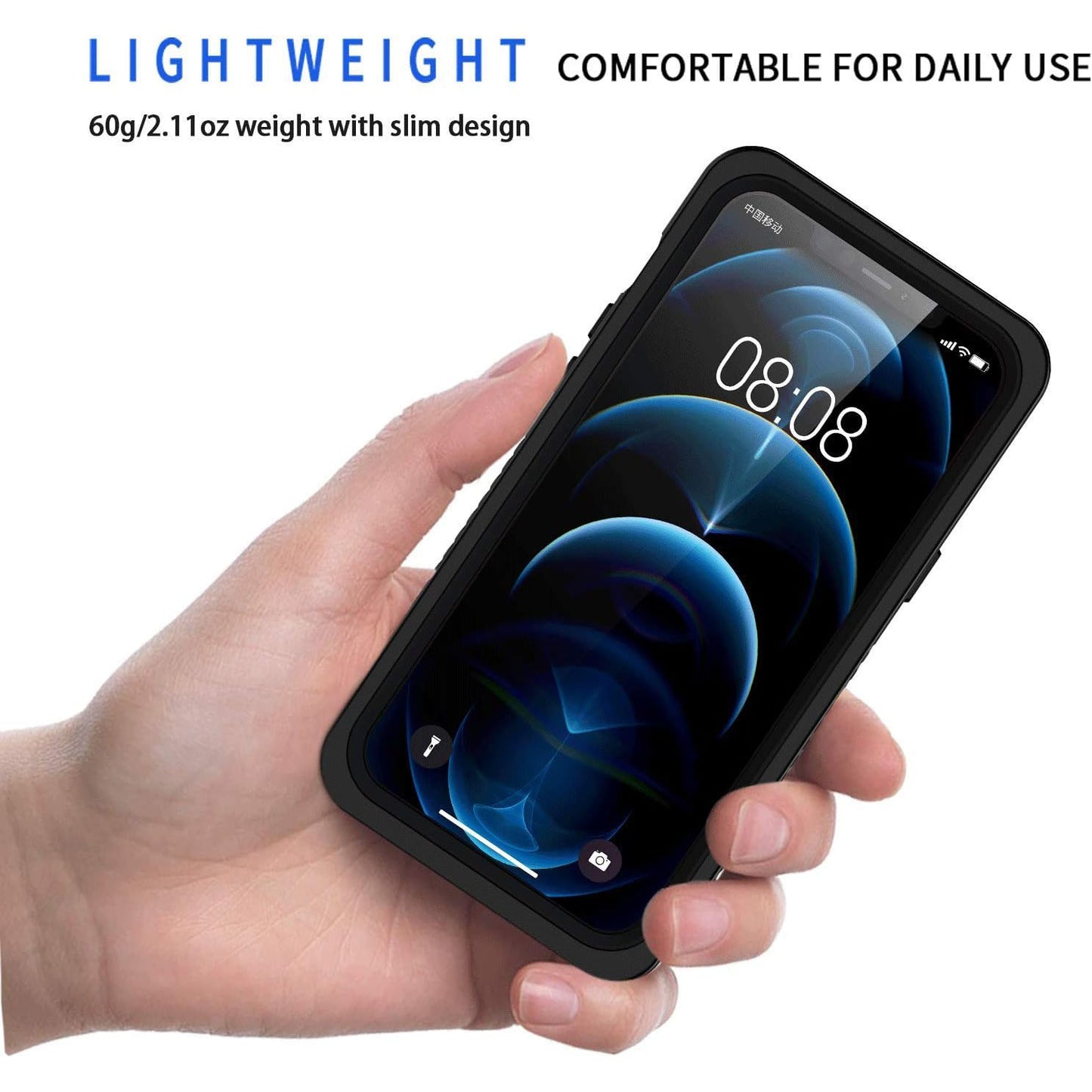 Lanhiem iPhone 12 Waterproof Dustproof Shockproof Case with Built-in Screen Protector