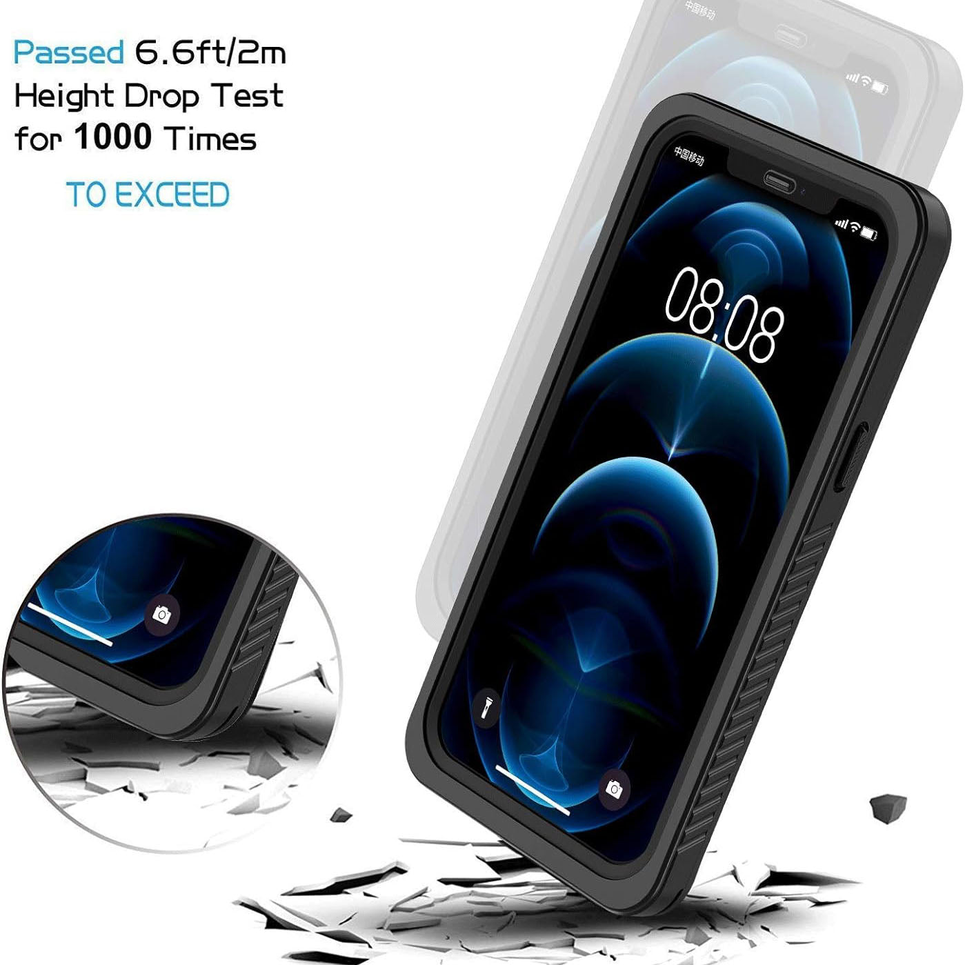 Lanhiem iPhone 12 Waterproof Dustproof Shockproof Case with Built-in Screen Protector