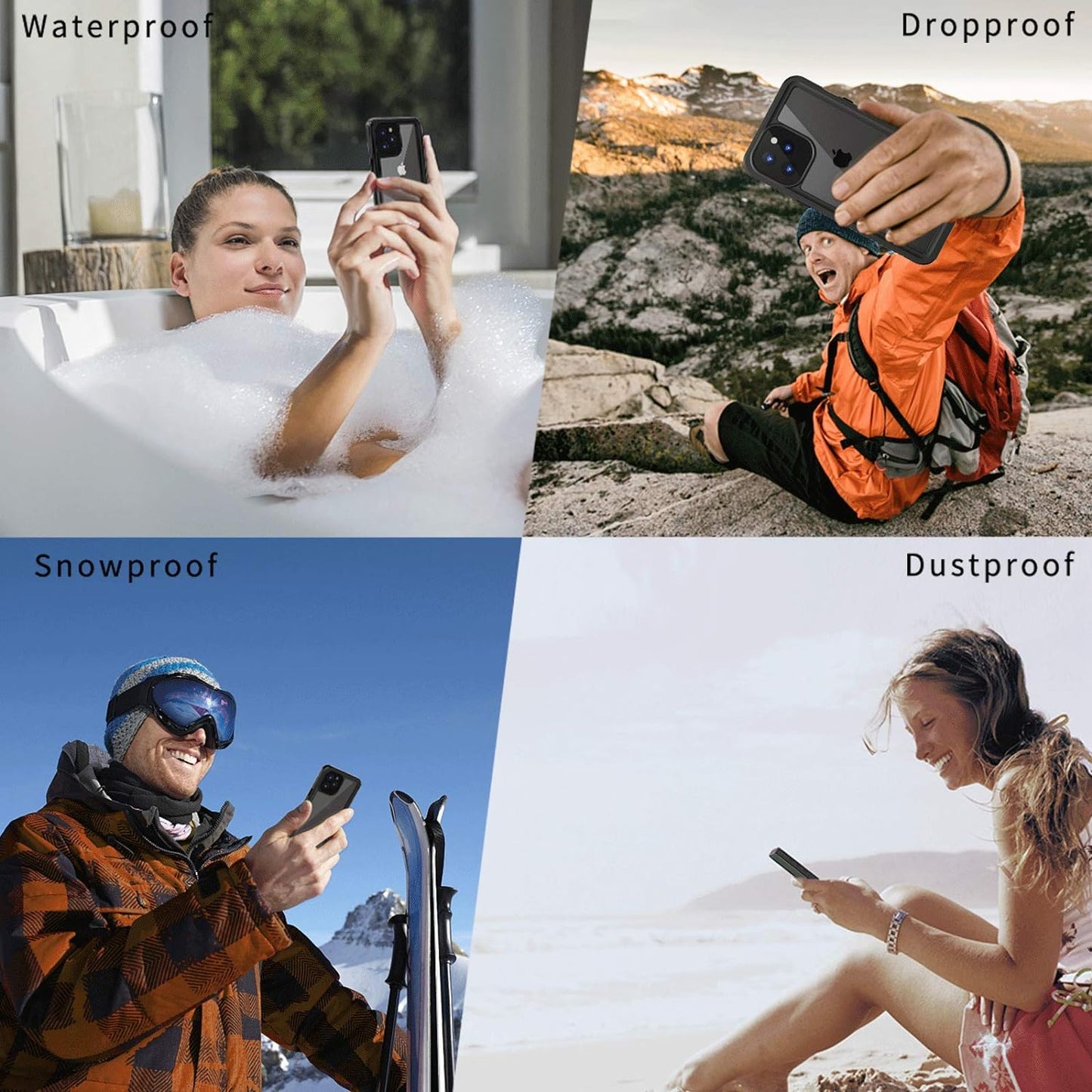 Lanhiem iPhone 12 Waterproof Dustproof Shockproof Case with Built-in Screen Protector