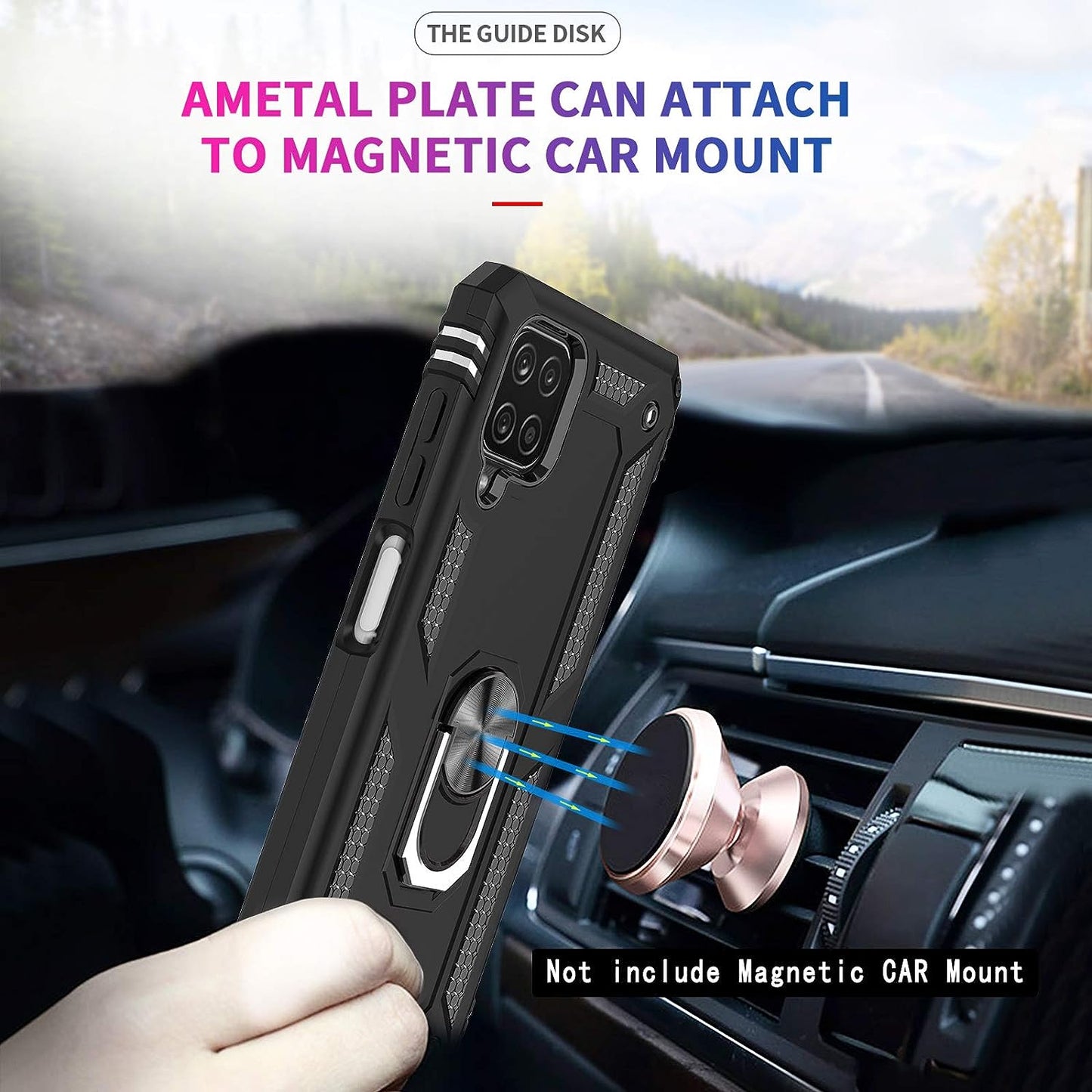 LeYi Military Protective Shockproof Tough Armor Hard Phone Case for Samsung Galaxy A12/M12 Case With Ring Holder