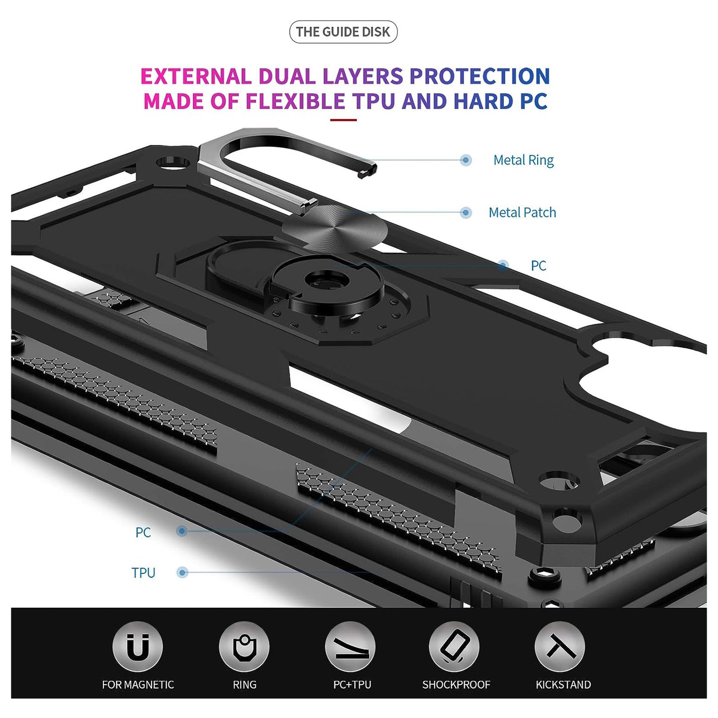LeYi Military Protective Shockproof Tough Armor Hard Phone Case for Samsung Galaxy A12/M12 Case With Ring Holder