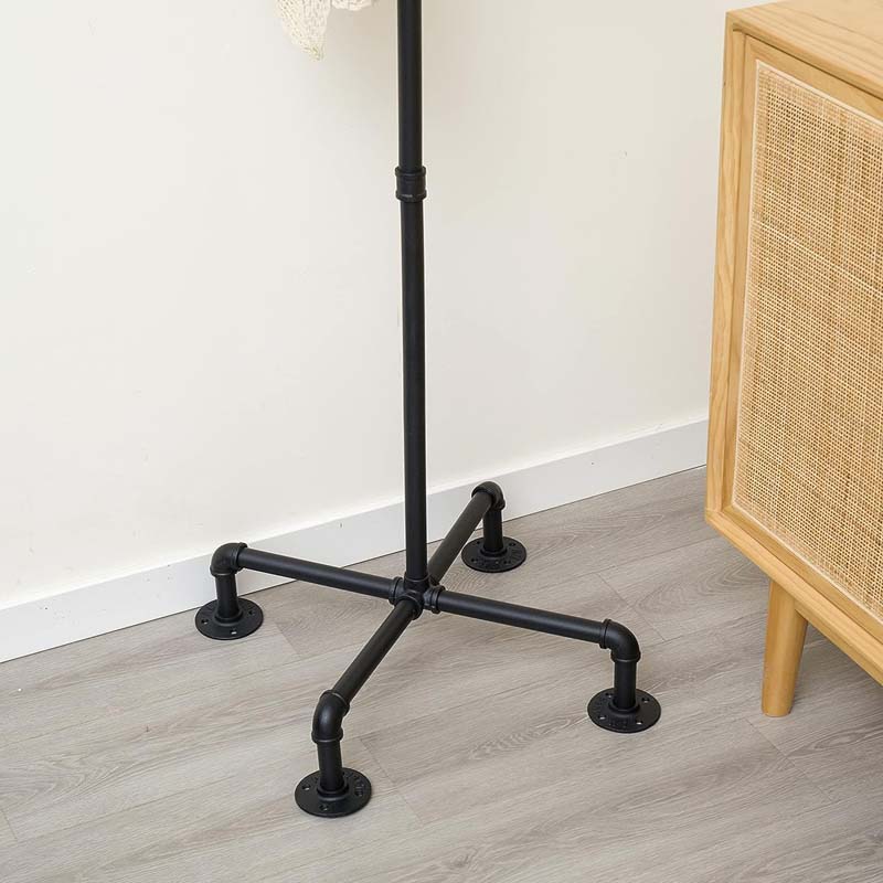 MERJULAN 67-Inch Industrial Black Metal Pipe 6-Hook Coat Stand