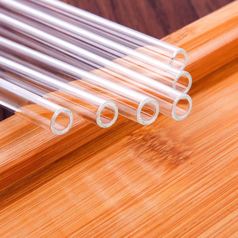 MIXIAO Glass Reusable Drinking Straws 15cm Clear 6 Straight Straws 2 Cleaning Brushes | JW0012