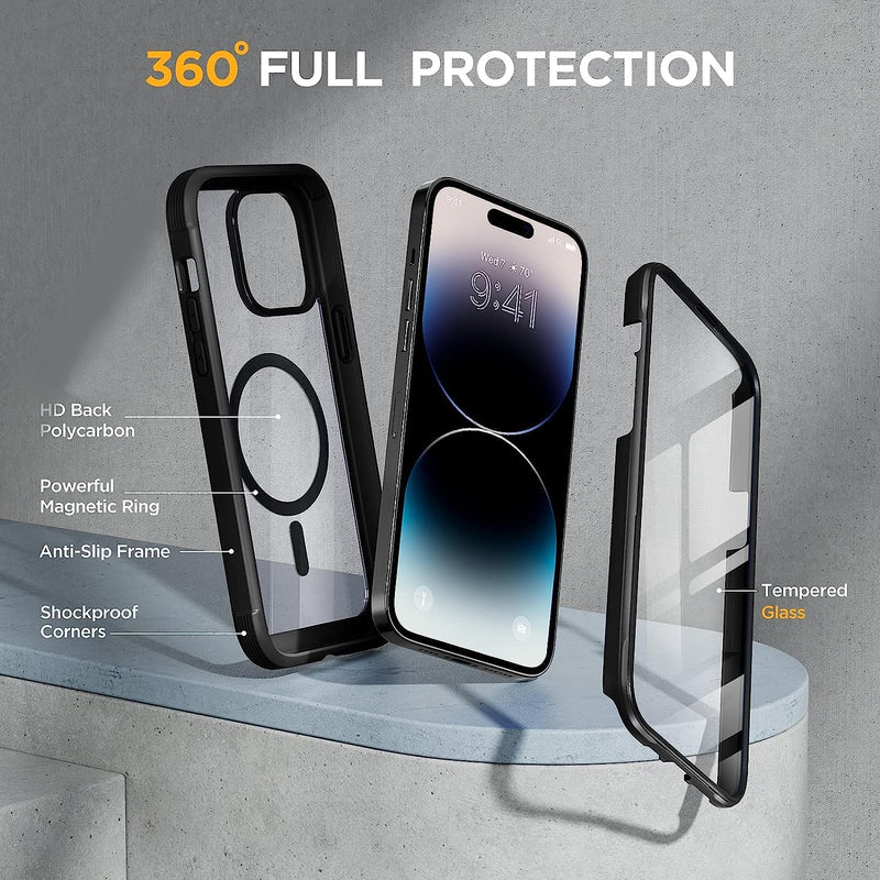 Miracase Full-Body Rugged Protective Magsafe Case With Built-in Tempered Glass Screen Protector for iPhone 14 Pro 6.1 Inch