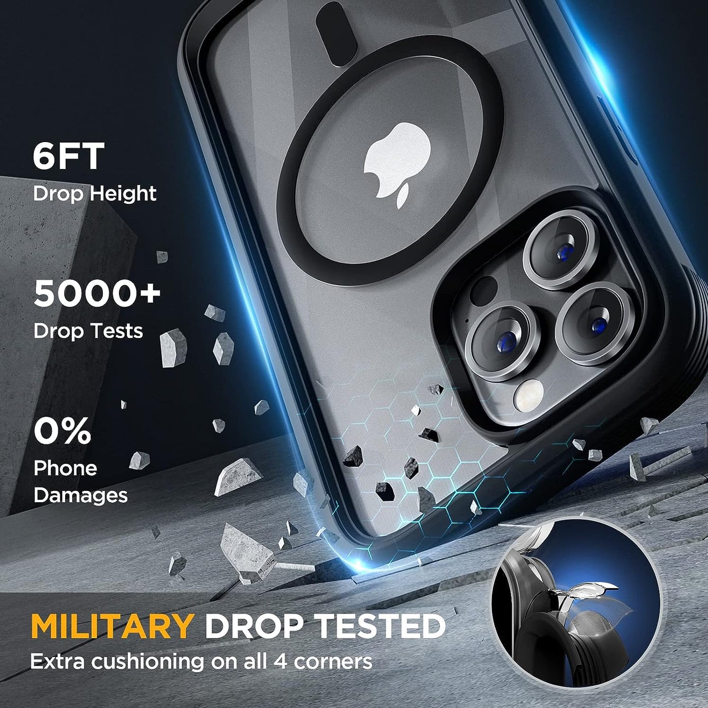 Miracase Full-Body Rugged Protective Magsafe Case With Built-in Tempered Glass Screen Protector for iPhone 14 Pro 6.1 Inch