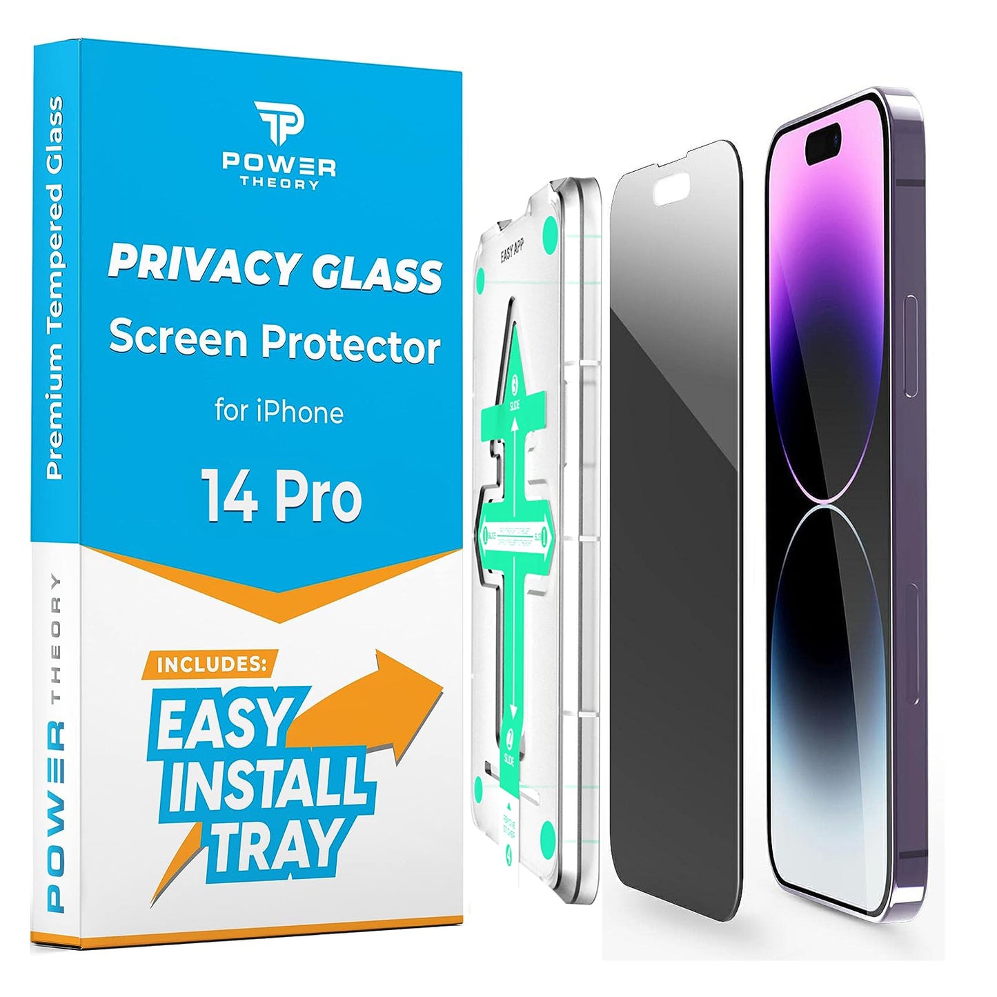 Power Theory Tempered Glass Privacy Screen Protector For iPhone 14 Pro 6.1"