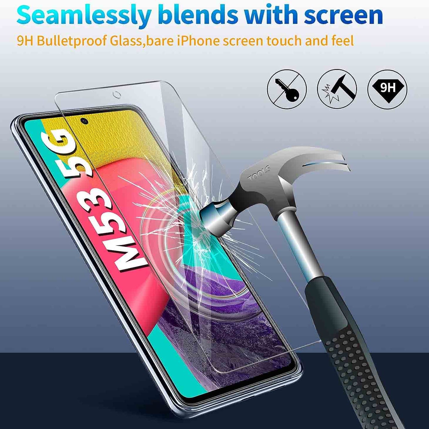 Qasyfanc Crystal Clear Case For Samsung Galaxy M53 5G, Camera Protection Case with 2 Protectors