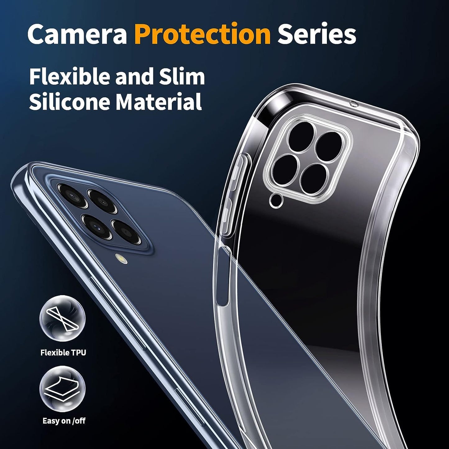 Qasyfanc Crystal Clear Case For Samsung Galaxy M53 5G, Camera Protection Case with 2 Protectors
