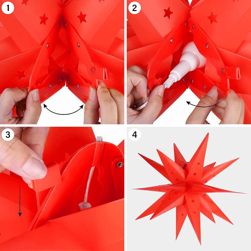 SALCAR 60 cm 3D Luminous Star Outdoor LED Star Illuminated Window Advent