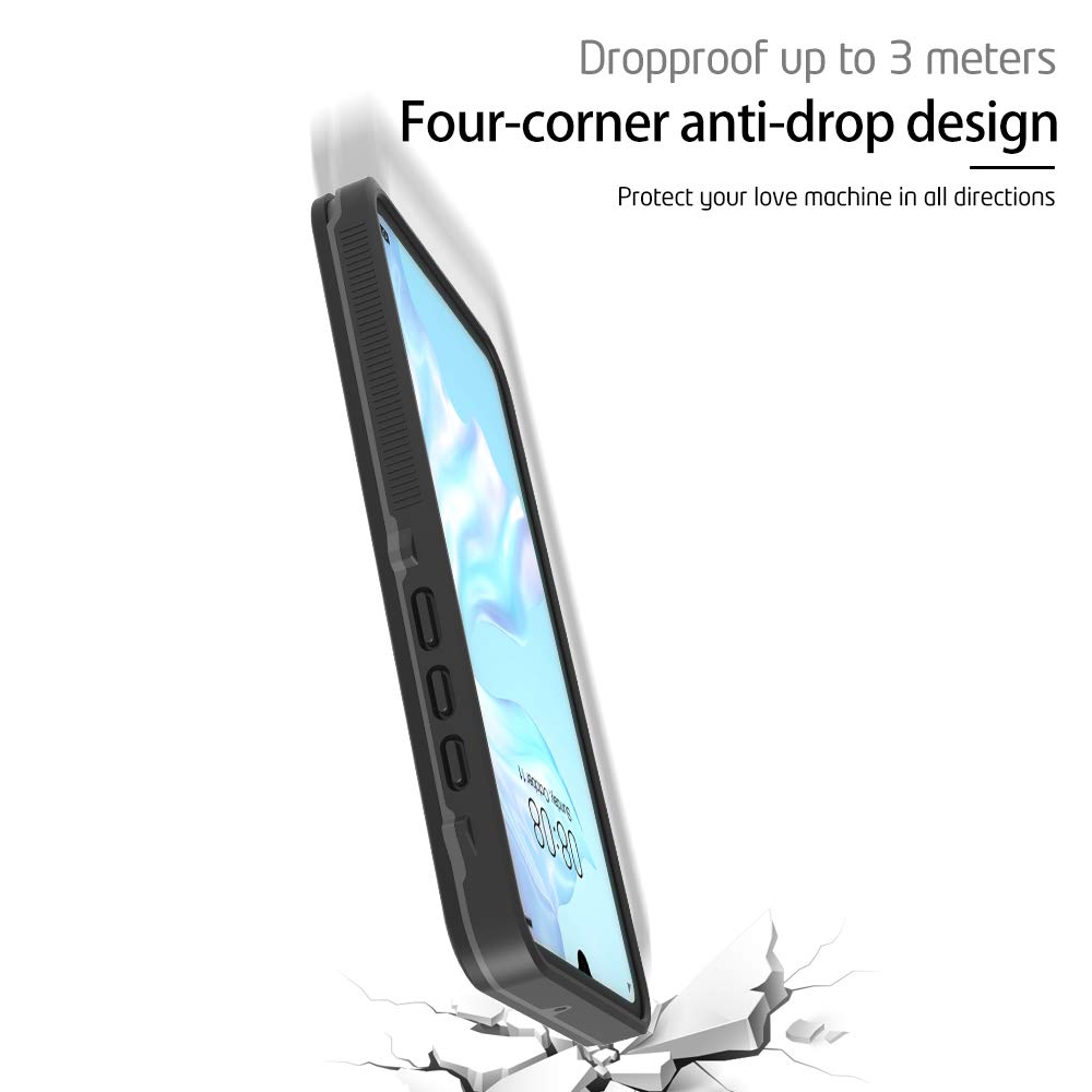 ShellBox Full 360 IP68 Waterproof Case for Huawei P30, 6.1-inch Slim Black