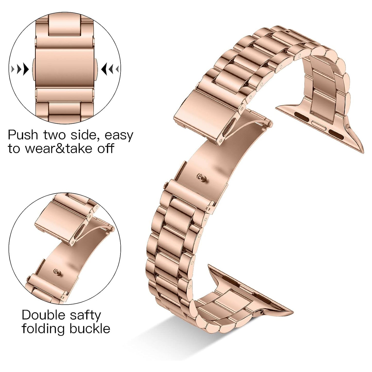 WEPRO Stainless Steel Bracelet for Apple Watch SE and iWatch Series 6 5 4 3 2 1 (38mm)