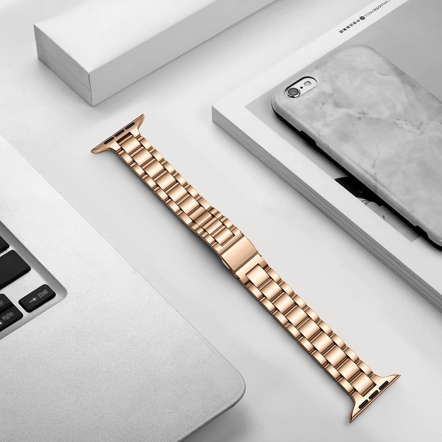 WEPRO Stainless Steel Bracelet for Apple Watch SE and iWatch Series 6 5 4 3 2 1 (38mm)