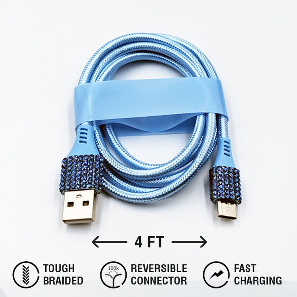 Zeikos Stylish Bling Type-C Fast Charging/Sync Cable - (4FT)