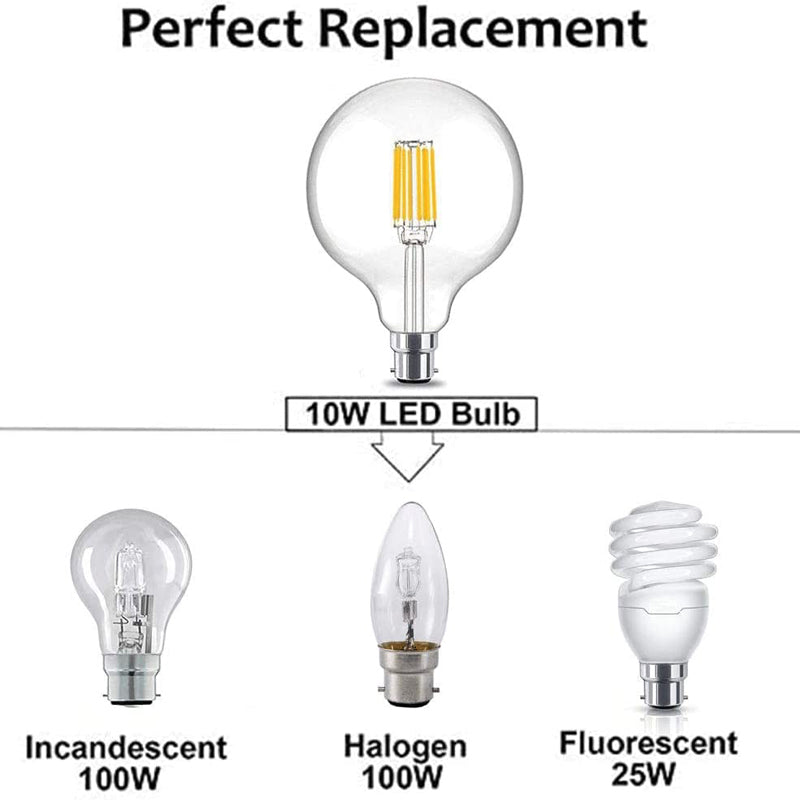 Bonlux LST0694-NW-G125 10W B22 LED Filament Globe Bulb 4000K
