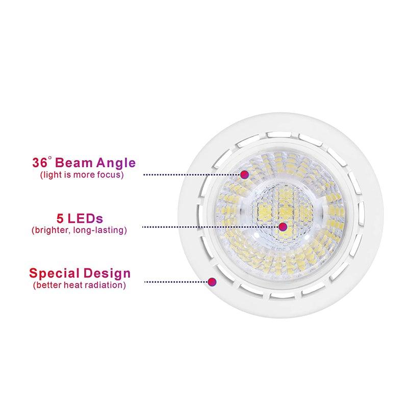 Boxlood MR16 5W 3000K Warm White Non Dimmable LED Light Bulb | 6 Pack - DealsnLots