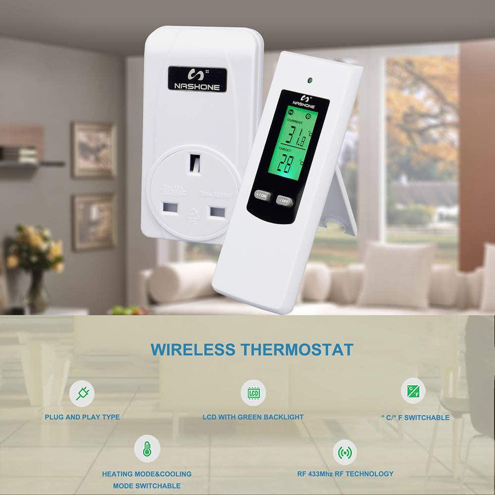 NASHONE Wireless Thermostat RF Plug Digital Temperature Controller 3680W - DealsnLots