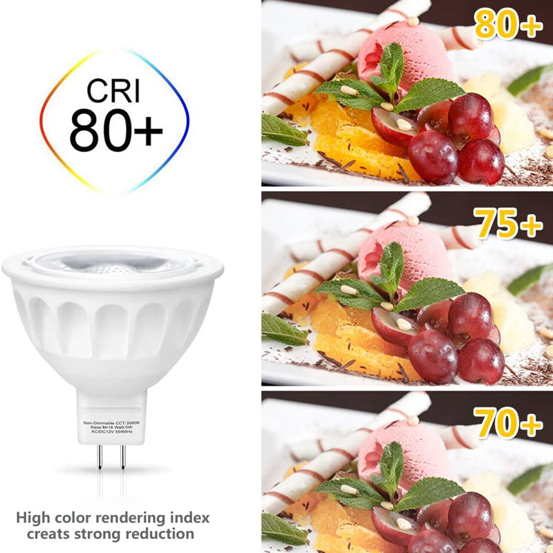 Seealle MR16 GU5.3 LED Light 5W 3000K Warm White | AC/DC 12V | 6 Pack