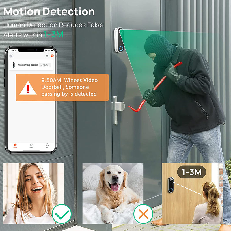 winees Smart WiFi Video Doorbell Camera with HD 1080P Night Vision | M6P20AC