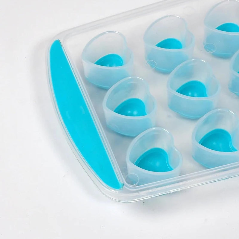 1 Tray Silicone&nbsp;Heart Shaped Pop Up Ice Cube Tray, Cubes Maker Drink Freezer Jelly Mold - Random Color