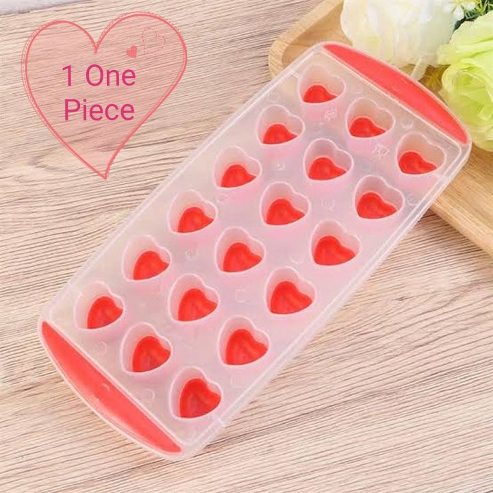 1 Tray Silicone&nbsp;Heart Shaped Pop Up Ice Cube Tray, Cubes Maker Drink Freezer Jelly Mold - Random Color