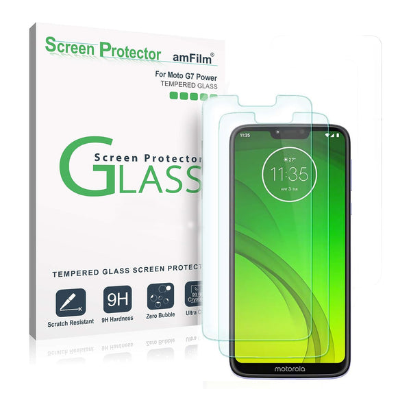 AmFilm Tempered Glass Screen Protector for Motorola G7 Power (2019) | (2 Pack)