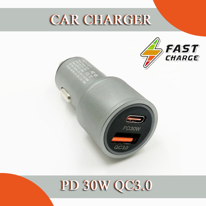 30W USB Car Charger Quick Charge 3.0 USB Type C Car Fast Charging