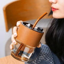 450ML Creative Round Shape Straw Mug Modern Fashion Juice Cup, Straw & Plastic Lid For Soda Iced Coffee Milk Bubble Tea Water - Random Color