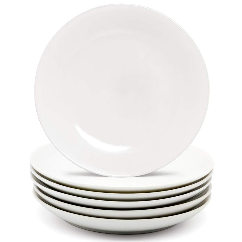 Porcelain 6-Piece Dessert Plate Set, Elegant White Serving Plates