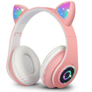 Cat Ear Headphone Bluetooth 5.0 Wireless, RGB Noise Cancelling Earphone With Mic