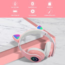 Cat Ear Headphone Bluetooth 5.0 Wireless, RGB Noise Cancelling Earphone With Mic