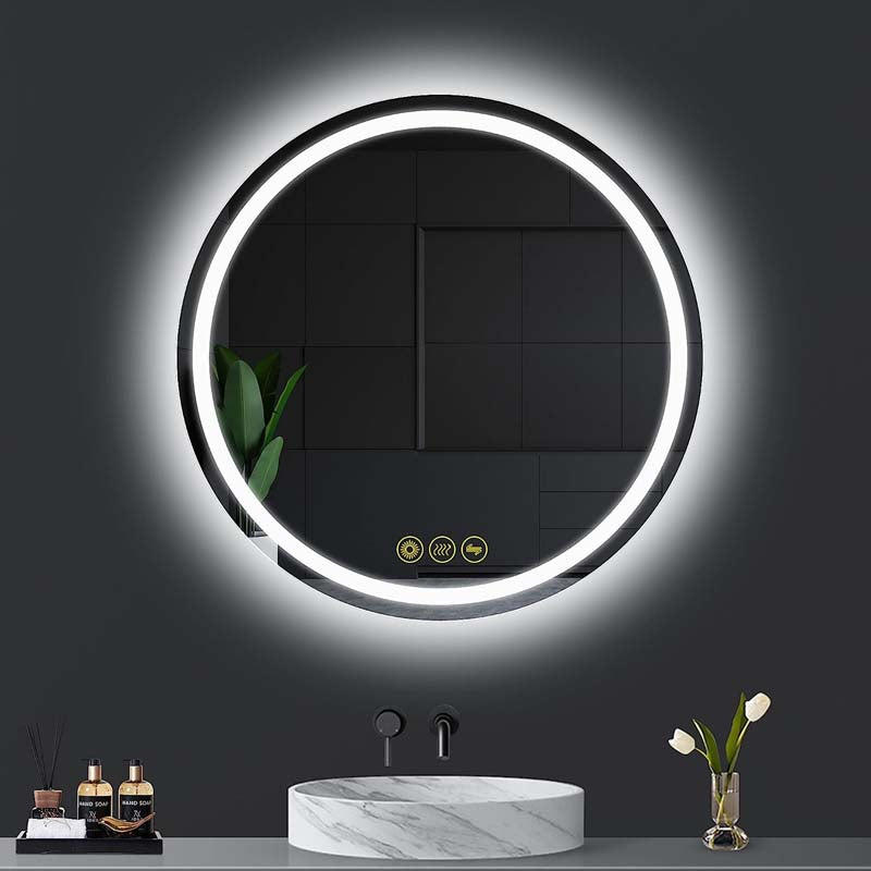 AI-LIGHTING 600mm Round Bathroom LED Mirror Illuminated Backlit 3 LED Light | ANE034