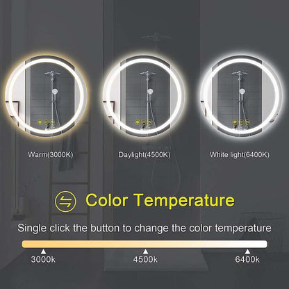 AI-LIGHTING 600mm Round Bathroom LED Mirror Illuminated Backlit 3 LED Light | ANE034