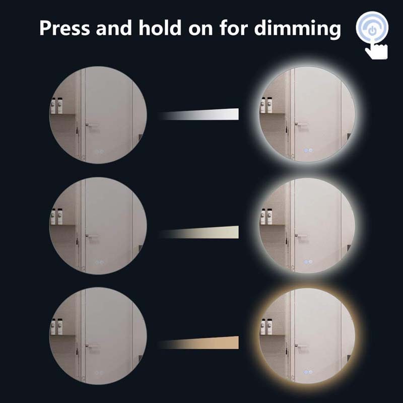 AL-LIGHTING Bathroom Round Mirrors 60cm Illuminated LED Backlit Frameless Circle Touch control