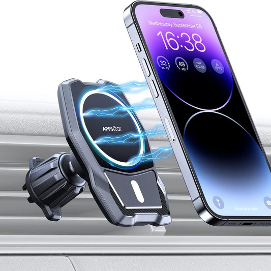APPS2Car Magnetic Car Phone Holder for Magsafe With Air Vent Car Mount Compatible for iPhone 12/13/14/Pro/Max/Mini Galaxy Huawei and more