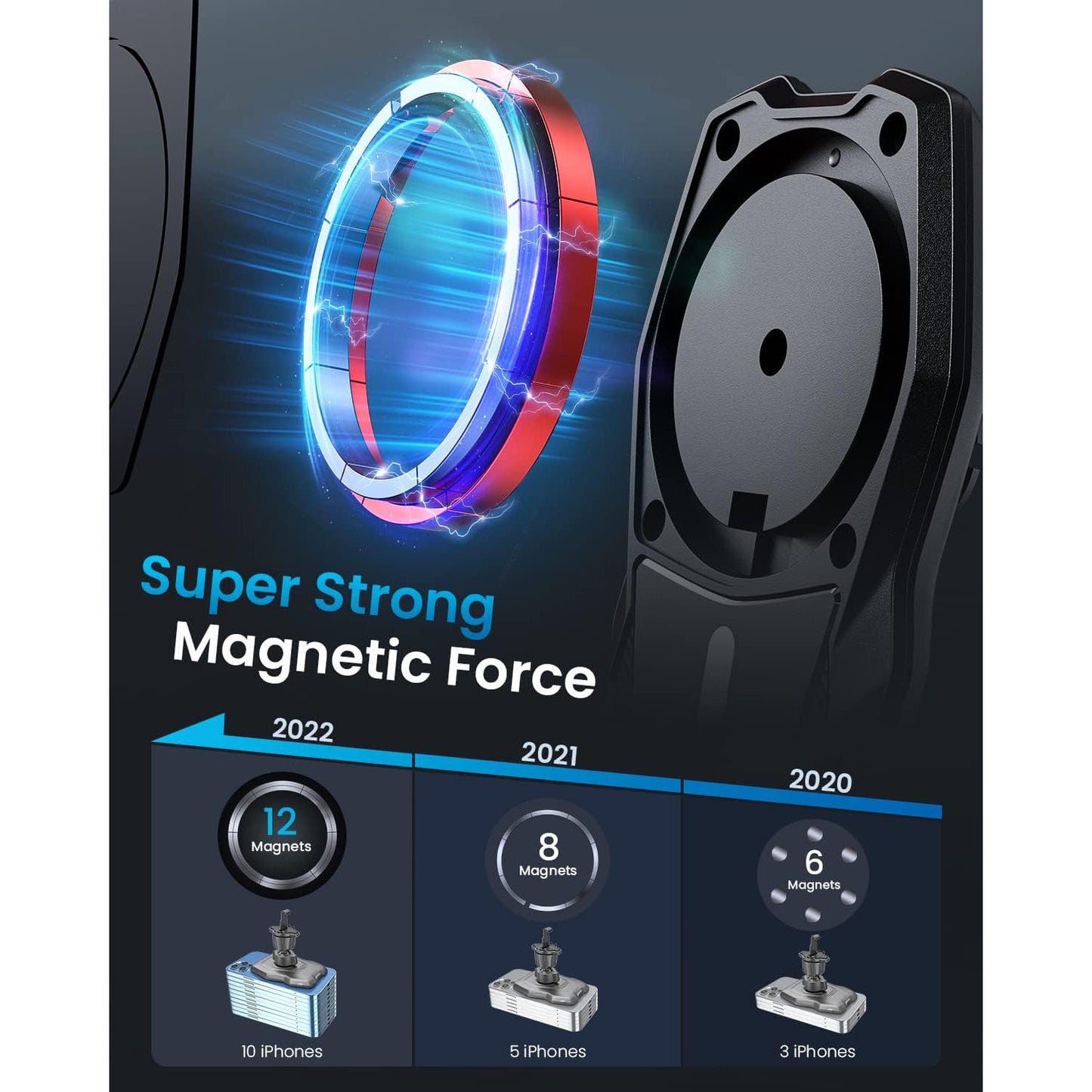 APPS2Car Magnetic Car Phone Holder for Magsafe With Air Vent Car Mount Compatible for iPhone 12/13/14/Pro/Max/Mini Galaxy Huawei and more