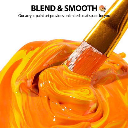 Acrylic Paint Set 24(12ml/0.4oz) Rich Pigment Colors with 11 Art Brushes Paint Palette & Painting Canvas
