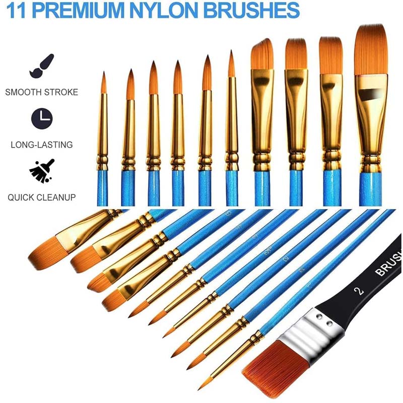 Acrylic Paint Set 24(12ml/0.4oz) Rich Pigment Colors with 11 Art Brushes Paint Palette & Painting Canvas