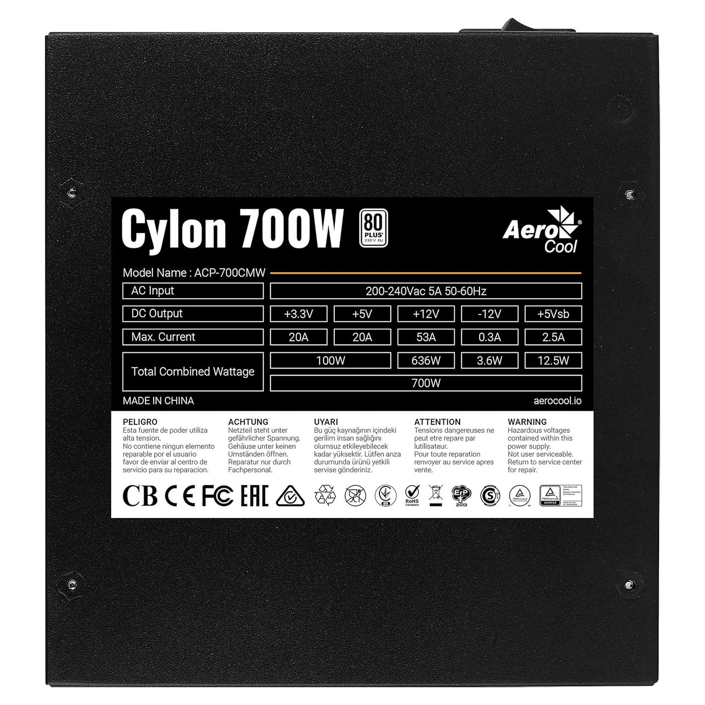 Aerocool Cylon 700W 80 Plus Certified Semi-modular Power Supply Unit